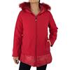 JOPHY & CO. Piumino Donna con Cappuccio e Pelliccia (cod. 881092) (Rosso, XL)