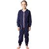 Merry Style Combinaison Pyjama Vêtement d'Intérieur avec Capuche Fille MS10-223 (Blu Marino Rosa Pois, 122-128)