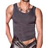 AIEOE Canottiera trasparente da uomo, vestibilità aderente, canotte da palestra, senza maniche, a righe, gilet muscoloso, trasparente, elastico, sportivo, da discoteca, abbigliamento da notte