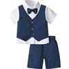 mintgreen Ragazzino Abito da Gentiluomo, 3pezzi Abbigliamento per Battesimo a Spina di Pesce Camicia + Gilet + Pantaloncini, 1-6 Anni