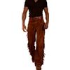 Generisch Cowboy Pantaloni da uomo Western Hippie con nappe, stile retrò, con frange, in pelle scamosciata, per il tempo libero, con frange, a vita alta, in pelle scamosciata, elasticizzata, per equitazione