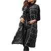 TRIGLICOLEUM Gilet lungo in pelliccia sintetica da donna, senza maniche, elegante, tinta unita, trapuntato, spesso e caldo, in pelliccia sintetica, Nero , L