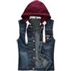 Mymyguoe Gilet in jeans da uomo con cappuccio, in denim, senza maniche, con cappuccio, per il tempo libero, sottile, Q1 Blu, 3XL