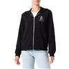 Armani Exchange Felpa con Cappuccio da Donna Stretch Scuba Full Zip con Logo AX Stacked, Nero, S