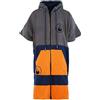 WAVE HAWAII Shany - Poncho da surf con zip per corpi da 170 a 200 cm, in 100% cotone ecologico, per nuoto, spiaggia, surf, doccia, surf, poncho per uomo, donna, adulto, Arancione -Grigio, L