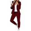 Generico Tailleur Donna Pantaloni e Giacca Taglie Forti Elegante Completo da Donna Maniche Lunghe Business Completa Tinta Unita Completo di Pantaloni e Blazer Due Pezzi per Matrimoni e Feste