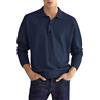 Generic Felpe da uomo con colletto rialzato a bottoni, polo da uomo in velluto a maniche lunghe, top moda casual tinta unita, felpa autunno inverno, camicia da golf per uomo, Marina Militare, XXL