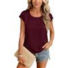 Yommay - Top da donna estivo in chiffon, elegante, casual, blusa leggera e sottile, maglietta basic a vestibilità slim, rosso vivo, XL