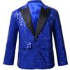 inhzoy Giacca Paillettes Bambino Abito da Cerimonia Sera Party Giacca Elegante Brillantini Blazer Cappotto Abito da Batessimo Festa Party Slim Fit Smoking Waistcoat Blu 11-12 Anni