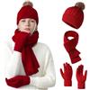 NHTJTHE Set di cappelli, sciarpe e guanti da donna, berretto da donna, sciarpa e guanti touchscreen, caldo e morbido set invernale, rosso