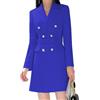 Dressnu Blazer da donna di media lunghezza, trench coat doppiopetto, giacca lunga da completo, Blu reale, Medium