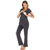 rismart Due Pezzi Pigiama Premaman Donna Camicia da Notte Allattamento Maniche Corte Magliette e Pantaloni Set