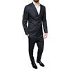Evoga Abito Uomo Doppiopetto Completo Vestito Elegante Cerimonia (48, Nero)