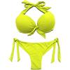 EONAR Donna Costume da Bagno Push Up Imbottito Reggiseno Brasiliano Bikini Bottom Due Pezzi Coordinati da Bikini per Donna(S,Yellow)