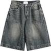 QJK Streetwear Jorts Estivi Stile Y2K Shorts in Denim Lavaggio Scuro Bermuda, Blu Denim, M