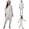 Generico Dalmata Costume Onesie per Adulti Costume Carnevale Donna Animale Tuta con Cappuccio e Coda, Pigiama per Uomo e Donna Pigiama Costumi per Carnevale, Feste