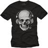 MAKAYA T-Shirt con Stampa - Teschio Auricolare - Maglietta Tumblr DJ Musica Nera XXXXL