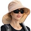SEAUR Donna Cappello Estivo Anti-UV 50+ a Tesa Larga Cappello da Pescatore Traspirante Protezione Collo Cappello da Sole per Trekking Safari Escursionismo Beige