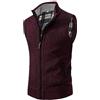 Duohropke Gilet in pile da uomo, con imbottitura in pile, senza maniche, cardigan, per il tempo libero, maglione invernale, con chiusura lampo, Colore: rosso, L