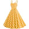 Generic Rockabilly, abito da donna per carnevale anni '50 anni '60, vintage, per feste, a pois, senza maniche, linea A, per matrimoni, feste, da sera, al ginocchio, giallo., M