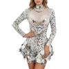 Generisch Abito corto con paillettes Scintillante Costume da ballo da sala da ballo Specchio Donne Team Abbigliamento sexy da palcoscenico Lusso Ballerina Outfit Dolcevita Abito Glitter Metallizzato Mini Abiti