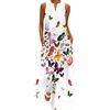 ticticlily Vestito Lungo Donna Estivo Casuale Elegante Vestiti Senza Maniche Scollo V Abiti Maxi Abito Sciolto Stampa Floreale Taglia Grossa Bianco A XXL