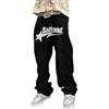 Gefomuofe Jeans Baggy da Uomo Y2k con Stampa Hip Hop, Baggy Star, Cargo Jeans, Pantaloni ampi con Scritta sul Davanti, Loose Fit, Jeans Nero, Pantaloni da Tempo Libero per Ragazzi e Uomini, H bianco