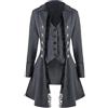 Vagbalena Giacca da Donna con Orlo Irregolare a Manica Lunga Stile Gotico Vittoriano da Donna Giacca da Pirata Medievale Steampunk Giacca (Grigio,S)