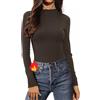 Aottori Maglia Termiche Donna Maniche Lunghe Lupetto Costine Inverno Maglietta a Collo Alto Elegante Sottogiacca Termico Traspirante Marrone XL
