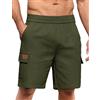 Voqeen Pantaloncini Cargo Uomo Casual in Cotone Pantaloni Corti Estivi da Esterno Elastico in Vita Cordino Classici Bermuda Chino Elasticizzati da Lavoro con 6 Tasche