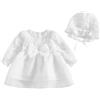 Siyova Abiti da battesimo per neonate con ricamo floreale a maniche lunghe in tulle tutù a trapezio con cappello abiti da sposa per battesimo