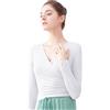 IAEXUOQC Scaldacuore Danza Bambina Giacca da balletto da donna Top da ballo Avvolgente in maglia con scollo a V Manica lunga Camicia da ballo Fasciatura Top da balletto Top da allenamento Costumi da ballo(Whit