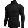 COOFANDY Maglione a Collo Alto Uomo Camicia a Maniche Lunghe T-Shirt Leggera Pullover Slim Fit Nero 3XL