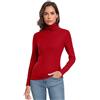 Qaffier Maglietta a Maniche Lunghe da Donna, Casual, Leggera, Dolcevita Aderente, Termica, Attiva, Camicia a Strati, Rosso/Escursione, Tinta Unita (Getaway Solids), XXL