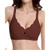 LEYSHE Reggiseno da donna senza ferretto Sexy Minimizer reggiseno con scollo a V senza ferretto senza cuciture bustino da donna imbottito senza cuciture, marrone scuro., S