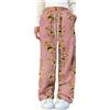 WINKEEY Pantaloni Pigiama Donna Invernali in Flanella Pantaloni Larghi comodi e morbidi in pile con Motivo di orsetto carino per la casa,Rosa M
