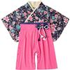 Generic Neonato Ragazza Floreale Primavera Estate Manica Lunga Papillon Kimono Giapponese 1 Pc Tutina Tuta Costume Giapponese Body 86, Bu2, 9-12 Mesi
