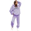 Generico Tuta Felpata Donna Invernale Curvy Set di felpa con cappuccio casual alla moda da donna e pantaloni lunghi Completi in Maglia
