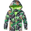Fewlby Giacca Impermeabile Bambino, Poncho Impermeabile Ragazzi Giacca a Vento con Cappuccio Cappotti da Pioggia Dinosauri Giacche Antipioggia Foderato in Pile Capispalla, 5-6 Anni