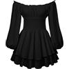 Jinitaimei Vestito Pirata Donna, Costume Pirata Donna, Senza Spalline, Mini Abito con Pantaloncini Integrati, a Maniche Lunghe, con Volant, Linea A, 2 in 1, Abito Corto Estivo Boho, Bianco