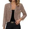 Qzeanxy Giacca Oro Donna Elegante - Comodo Corta Frange Leggero Lunga Maglia Casual con Brillantini Giubbino Glitter Top Paillettes Tailleur