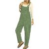 ThiCc Tuta da donna in velluto a coste, con spalline regolabili, a gamba larga, con tasche a salopette, casual, vestibilità larga, stile harem, multitasche, alla moda, invernale, caldo, Verde, S