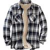 Duohropke - Camicia da uomo a quadri, in flanella termica, con fodera in pile, per il tempo libero, stile taglialegna, calda, giacca da lavoro invernale con tasca sul petto, Nero , L