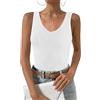 Zeagoo Canotte da donna a coste 2024 con scollo a V slim fit in maglia senza maniche magliette casual basic, bianco, S
