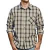 JOGAL Camicia da uomo a quadretti, a maniche lunghe, in cotone, con tasca, beige., 3XL