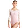 s.lemon Body Danza Donna,Adulti Manica 3/4 Body Danza Classica con Pizzo D042 Rosa 160