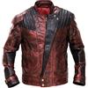 Fashion_First - Giacca e pantaloni da uomo con 2 stelle Lord Chris Pratt Peter Quill in pelle marrone Star Lord - Pantaloni in finta pelle