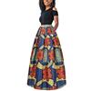 ShangSRS Donna Vestiti Lunghi Due Pezzi Senza Spalline Manica Corta Camicetta + Rosa Stampa Gonne Lungo Elegante Vestito Abito Maxi da Sera