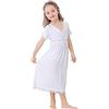 Flwydran Ragazze Camicia da Notte Cotton Vintage Stile Vittoriano - età 3-12 - Bianche Tinta Unita