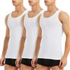 TUUHAW Canottiera Uomo Pacco da 3 Canotta Uomo 100% Cotone Canottiera Slim Fit Uomo Colori Elasticizzata Multipli e Taglie Bianco 5XL